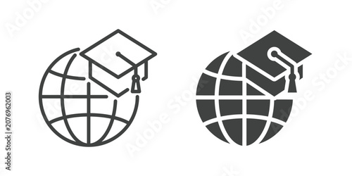 Obraz na płótnie Global Education Icon. Line and glyph solid icon