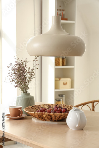 Dining table with dried lav...