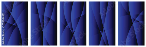 A set of five blue abstract geometric pattern panels side by side.eps