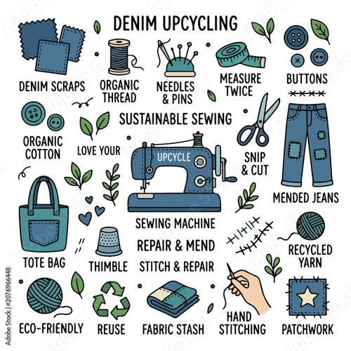 Upcycled Denim Sewing Patchwork.