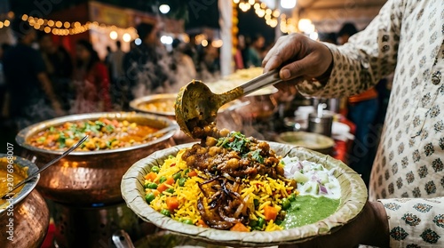 Delicious food being served at an outdoor market stall