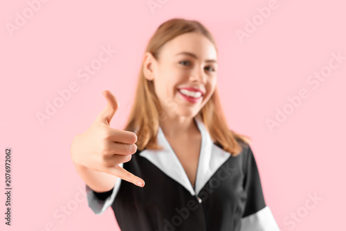 Beautiful female janitor sh...