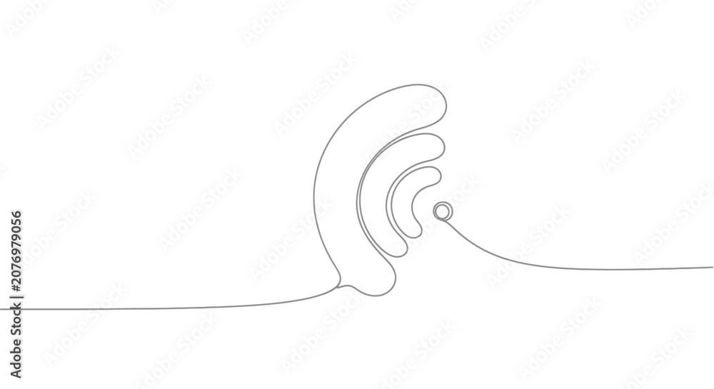Obraz premium Minimalist Wi-Fi Signal Line Art Icon, Continuous Stroke, Network Connection Symbol