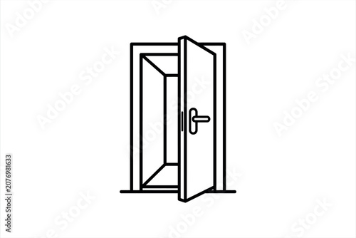Open Door Outline Vector Icon