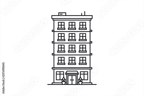 Minimalist Vector Apartment Building Line Art