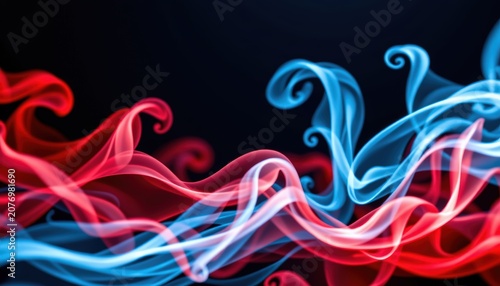 A modern abstract composition of swirling red