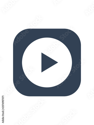 Play Button flat icon rounded button - modern minimal vector symbol for web and mobile app interface, isolated on transparent background