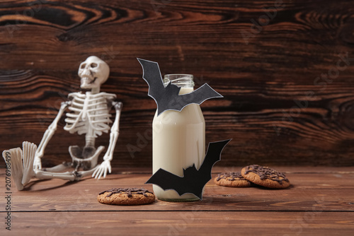 Bottle of milk, skeleton, t...
