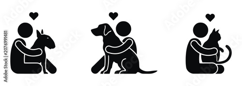 Photos People lovingly interacting with their cherished pets, showing care and companionship