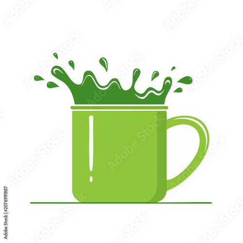 Green Coffee Cup with Splash Vector Illustration