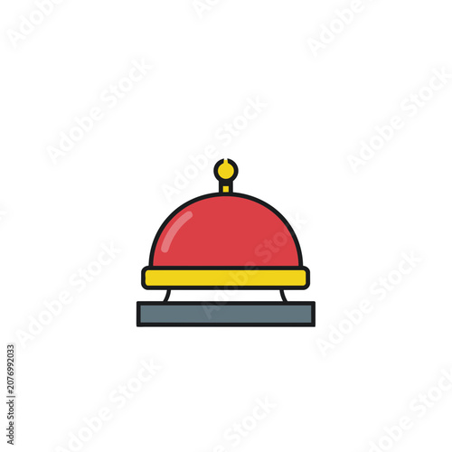 Red service bell icon with yellow and blue base
