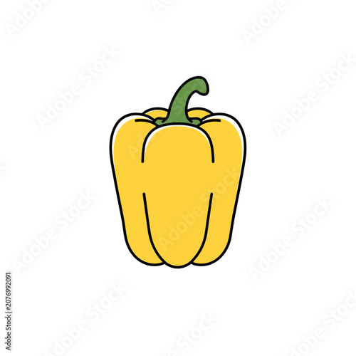 Yellow Bell Pepper Flat Vector Illustration