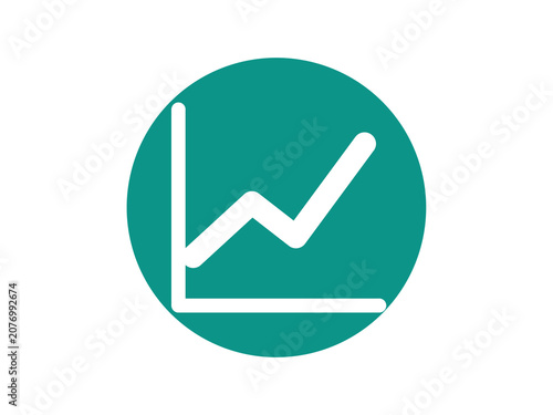 Line Chart flat icon round button - modern minimal vector symbol for web and mobile app interface, isolated on transparent background