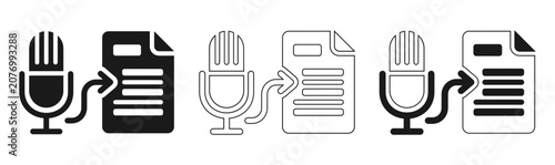 Speech to text and text to speech icons set