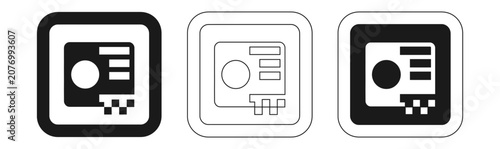 Three variations of a black and white floppy disk icon set
