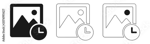 Loading icon set digital image with progress indicator vector illustration in three variations