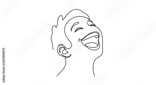 Joyful Laughing Face Outline, Expressing Happiness and Merriment