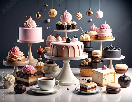 A lavish dessert spread with assorted sweet treats
