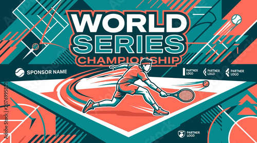 World Series Tennis Championship Dynamic Action Sporting Event Poster Design