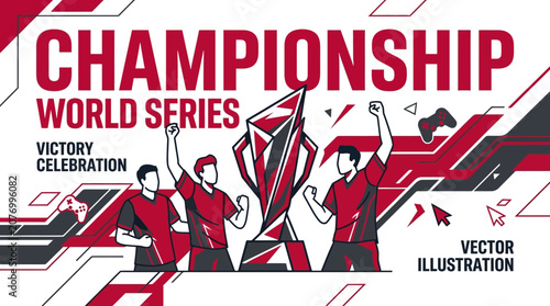 World Championship Victory Celebration Vector Art Winning Esports Achievement
