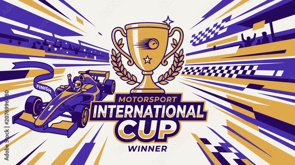 Obraz premium Victory In Motorsport International Cup For Champion Racing Driver