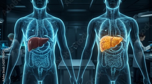 Comparing healthy and diseased human liver anatomy in a futuristic medical research setting