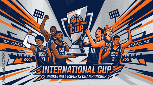Victory Celebration For International Basketball Esports Championship Winners
