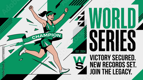 Victory Achieved Champion Runner Crossing Finish Line For World Series Event