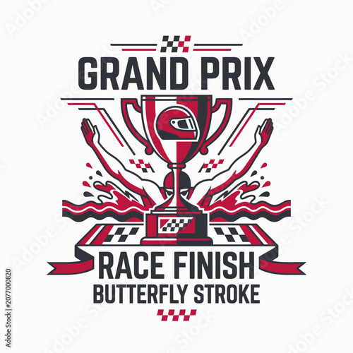 Victory Achievement Trophy Grand Prix Race Finish Butterfly Stroke