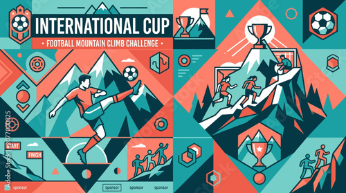 Victory And Achievement In International Football Mountain Climb