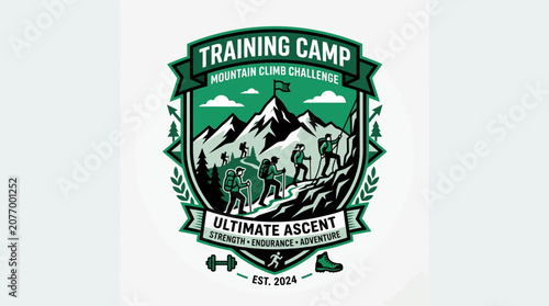 Training Camp Mountain Climb Challenge Ultimate Ascent Logo Design