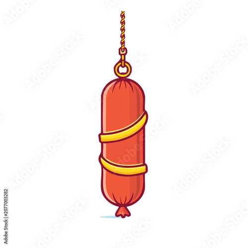 Flat vector illustration of a red punching bag