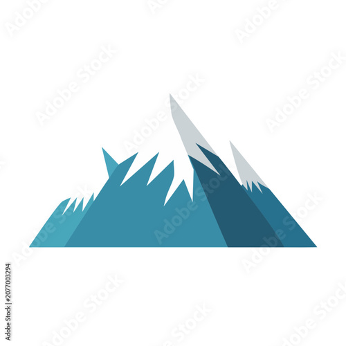 Flat vector illustration of a snowy mountain peak