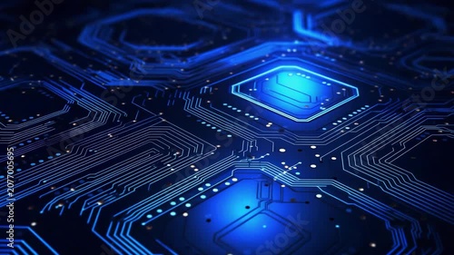 Abstract cyber technology, binary code. Central Computer Processors CPU concept. Motherboard digital chip. Futuristic blue circuit board background illustrative video. Program developing digital video
