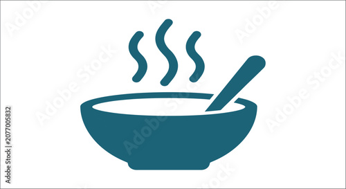 Foto Blue bowl with chopsticks and steam flat vector illustration on a white backgrou