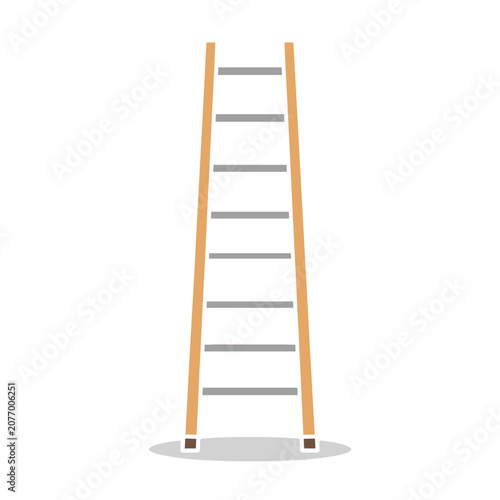 Flat vector illustration of a wooden ladder