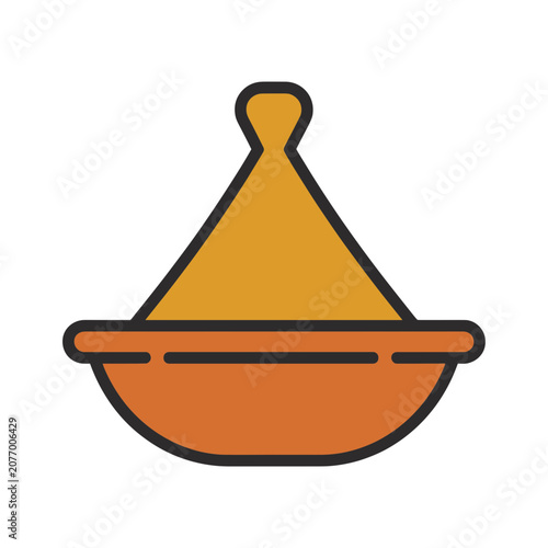 Orange Tagine Pot with Conical Lid Vector Icon