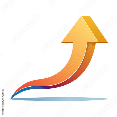 3D upward arrow symbolizing growth and success