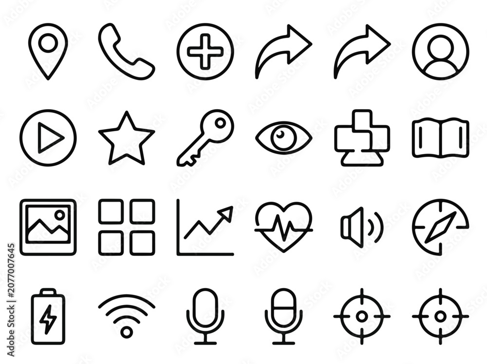 Fototapeta premium Icon Set of Modern Outline Interface Symbols for Web and Mobile Application Design