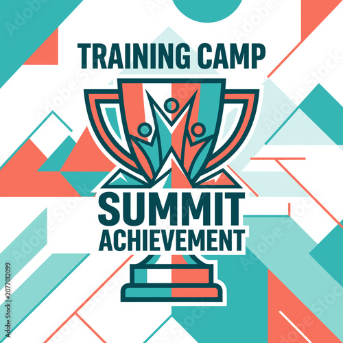 Summit Achievement Training Camp Trophy Emblem Motivational Design