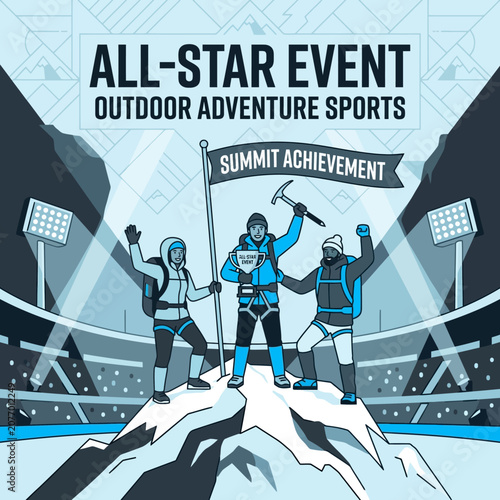 Summit Champions Celebrating Outdoor Extreme Sports Victory In Stadium Arena