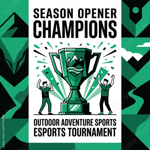 Season Opener Champions Outdoor Adventure Esports Tournament Championship Trophy Victory Celebration