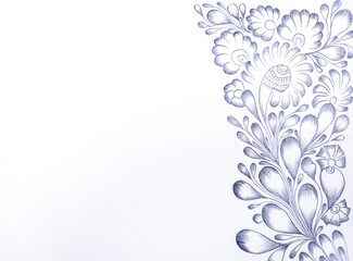 Elegant Blue Floral Sketch In Corner Design