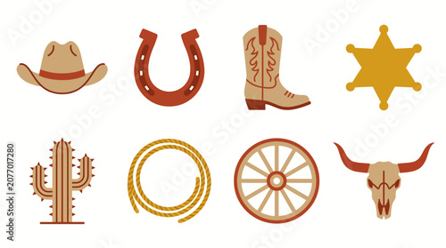 Wild West Cowboy Icons Vector Illustration Pack