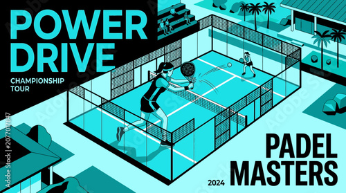 Power Drive Championship Tour Padel Masters 2024 Vibrant Illustration