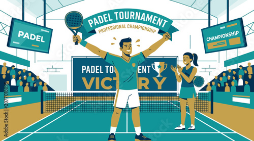 Padel Tournament Professional Championship Victory Celebration And Trophy