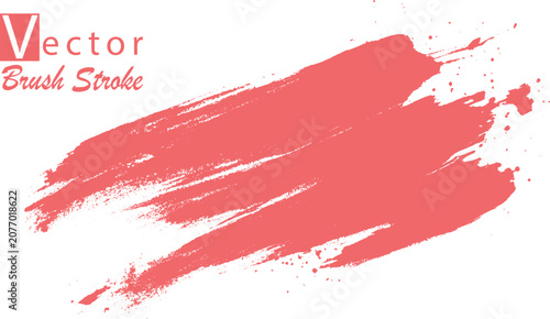 Hand painted textured pink ink splatter illustration. Textured pink gouache brush smear on white.