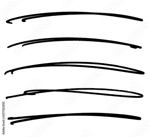 Hand Drawn Black Brush Stroke Line Set Grunge Marker Scribble Collection Isolated on White Background