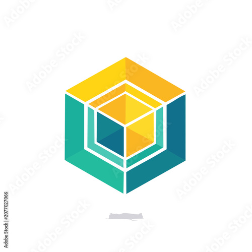 Isometric nested cubes vector illustration