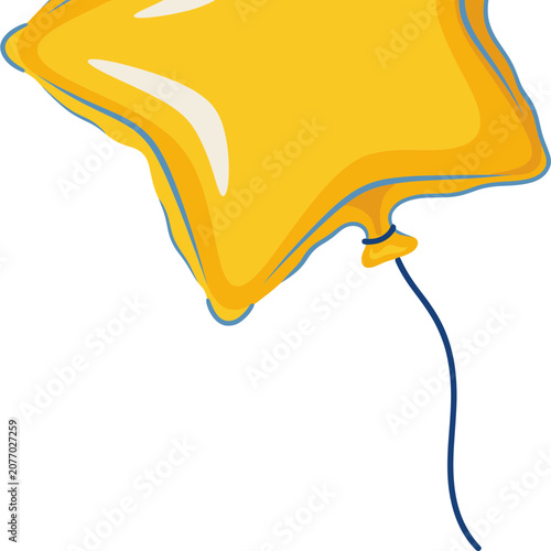 Yellow balloon with string vector illustration